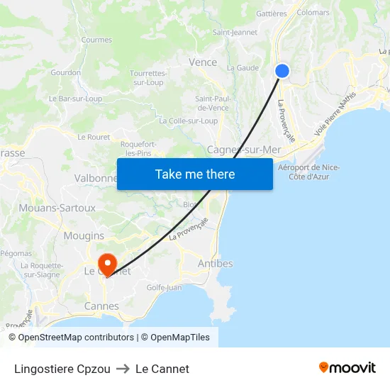 Lingostiere Cpzou to Le Cannet map