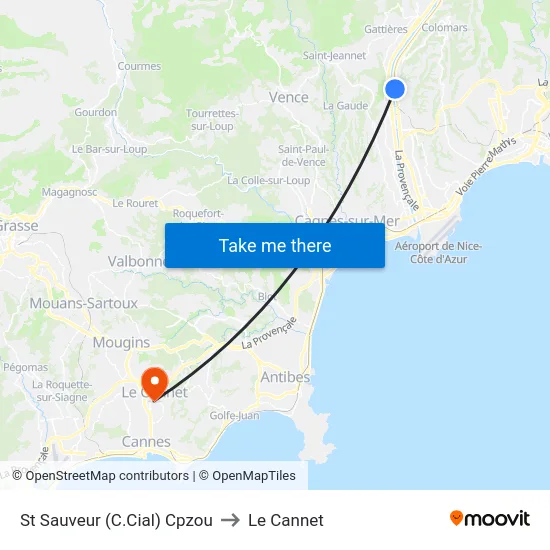 St Sauveur (C.Cial) Cpzou to Le Cannet map