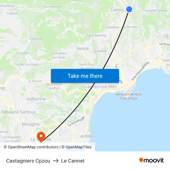 Castagniers Cpzou to Le Cannet map