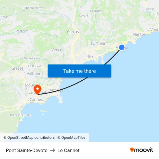 Pont Sainte-Devote to Le Cannet map