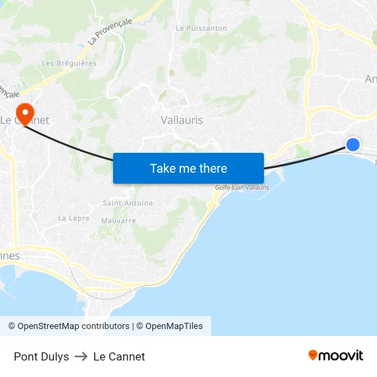 Pont Dulys to Le Cannet map