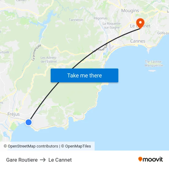 Gare Routiere to Le Cannet map