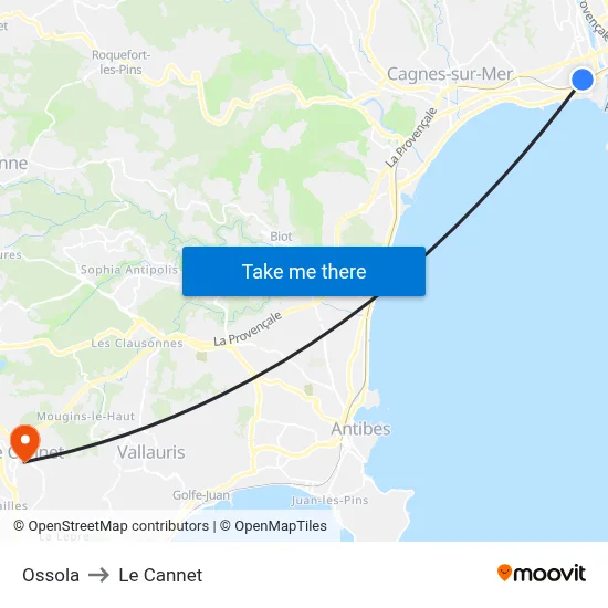 Ossola to Le Cannet map