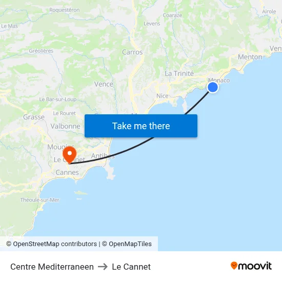 Centre Mediterraneen to Le Cannet map