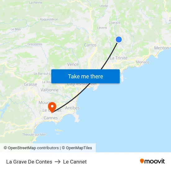 La Grave De Contes to Le Cannet map