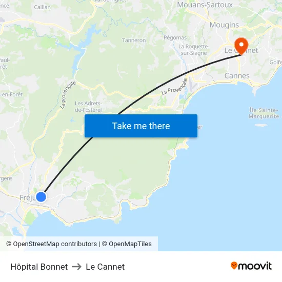Hôpital Bonnet to Le Cannet map