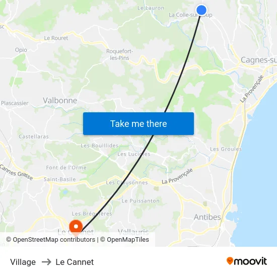 Village to Le Cannet map