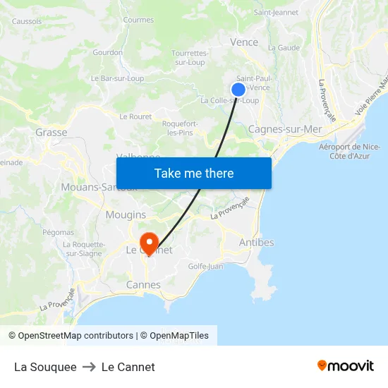 La Souquee to Le Cannet map