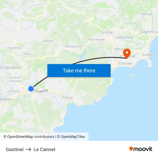 Gastinel to Le Cannet map
