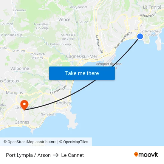 Port Lympia / Arson to Le Cannet map