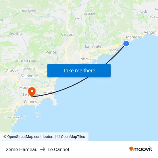 2eme Hameau to Le Cannet map