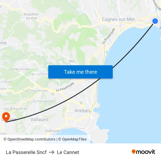 La Passerelle Sncf to Le Cannet map