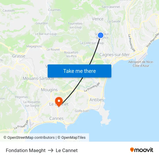 Fondation Maeght to Le Cannet map