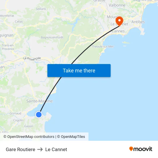 Gare Routiere to Le Cannet map