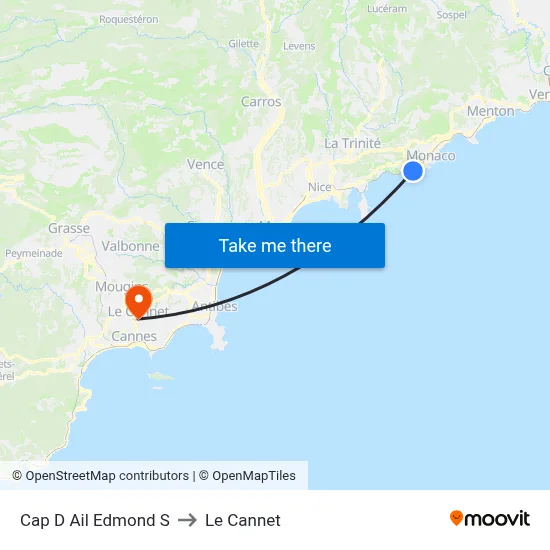 Cap D Ail Edmond S to Le Cannet map