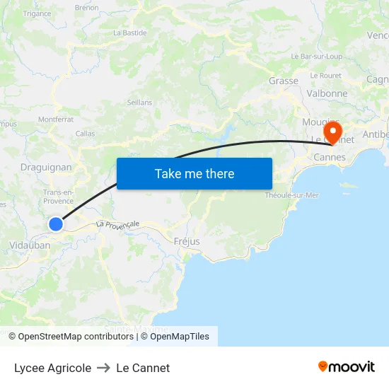 Lycee Agricole to Le Cannet map