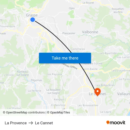 La Provence to Le Cannet map