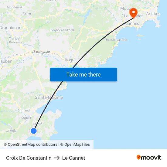 Croix De Constantin to Le Cannet map