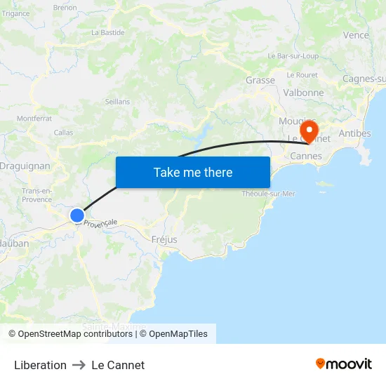 Liberation to Le Cannet map