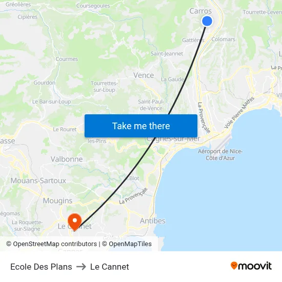 Ecole Des Plans to Le Cannet map