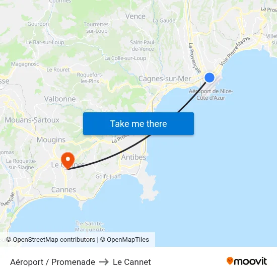 Aéroport / Promenade to Le Cannet map