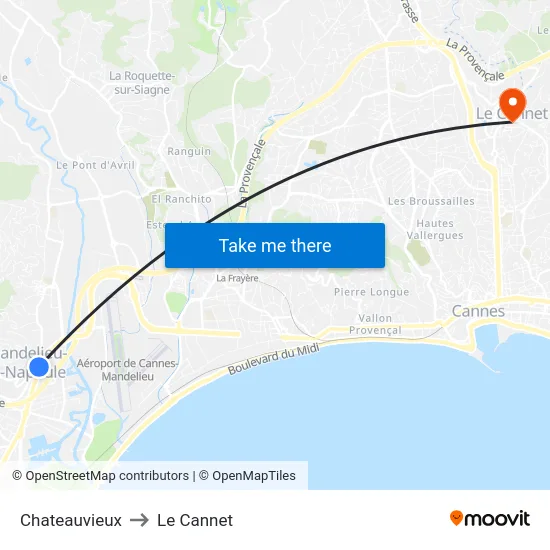 Chateauvieux to Le Cannet map