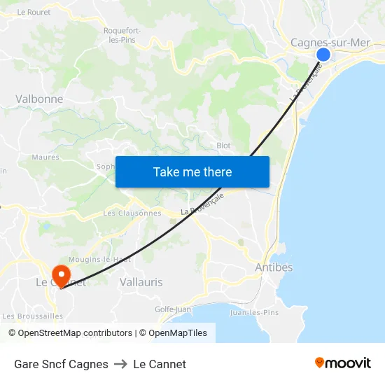 Gare Sncf Cagnes to Le Cannet map