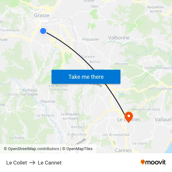 Le Collet to Le Cannet map