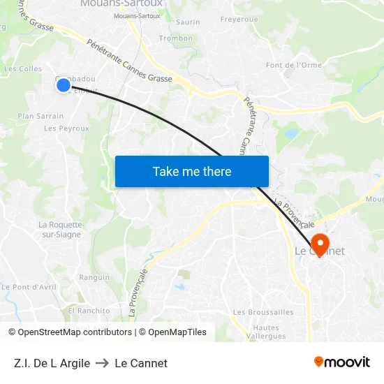Z.I. De L Argile to Le Cannet map