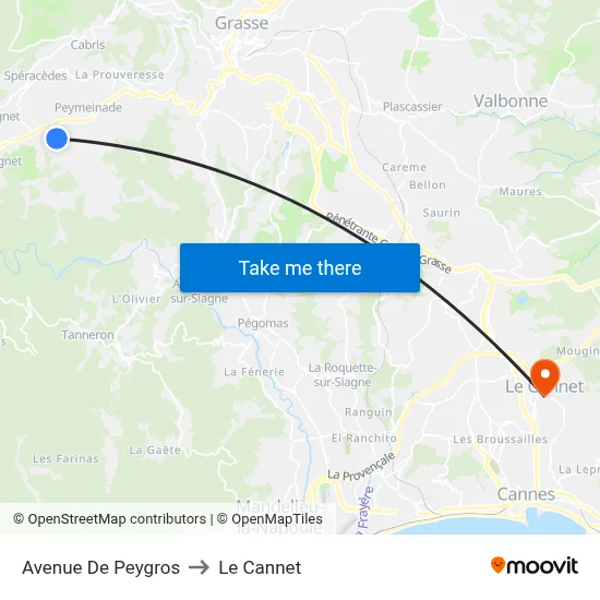 Avenue De Peygros to Le Cannet map