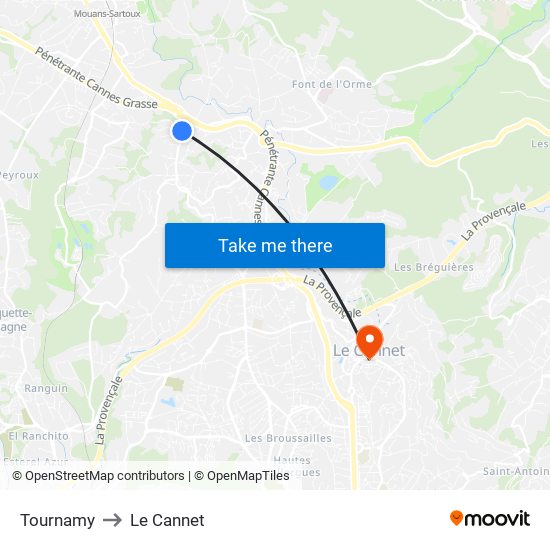 Tournamy to Le Cannet map