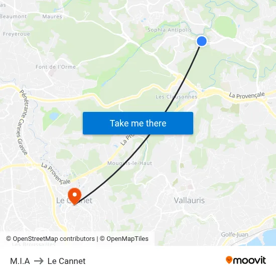 M.I.A to Le Cannet map