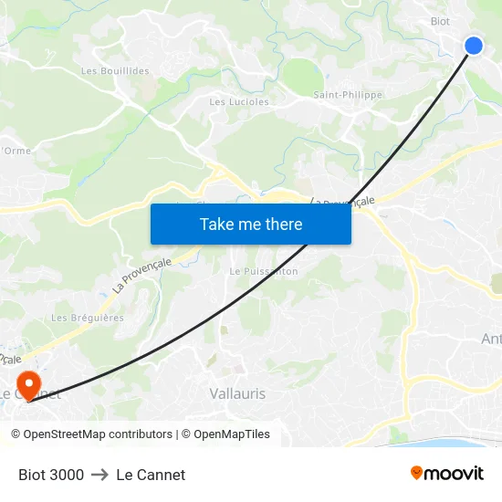 Biot 3000 to Le Cannet map