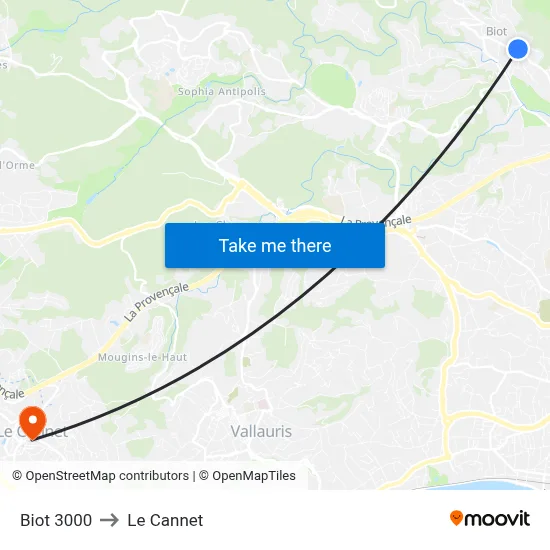 Biot 3000 to Le Cannet map