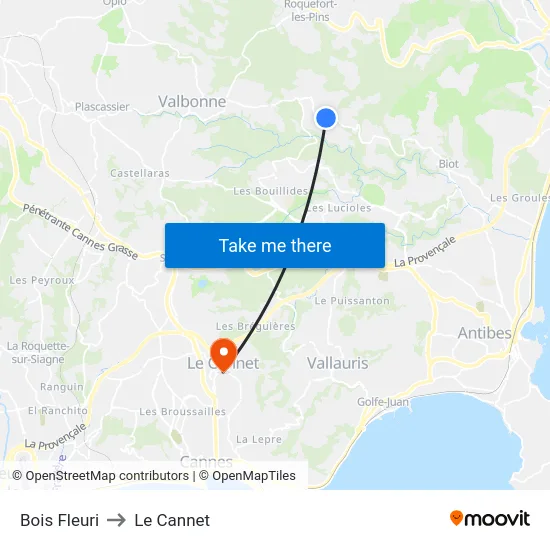 Bois Fleuri to Le Cannet map