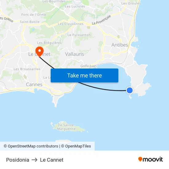 Posidonia to Le Cannet map