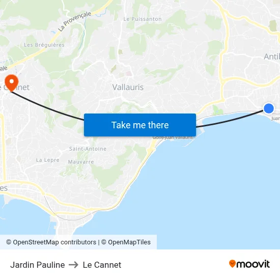 Jardin Pauline to Le Cannet map