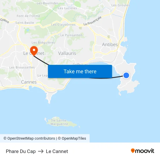 Phare Du Cap to Le Cannet map