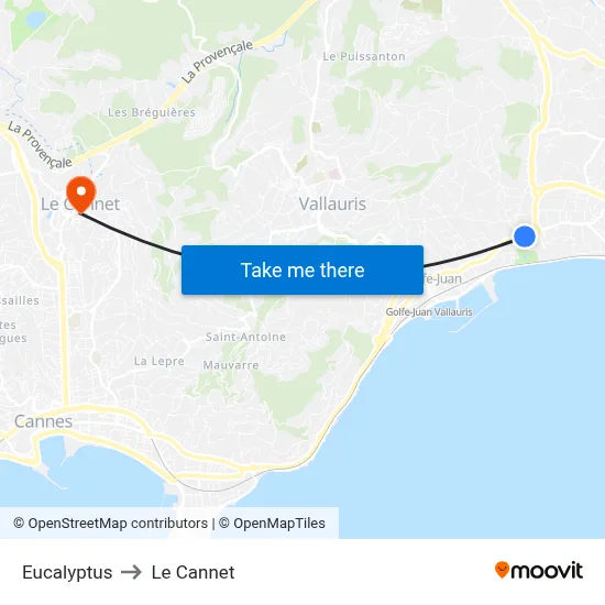 Eucalyptus to Le Cannet map