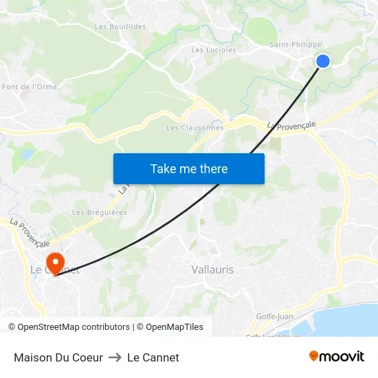 Maison Du Coeur to Le Cannet map