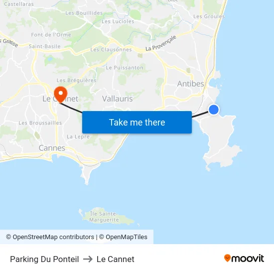 Parking Du Ponteil to Le Cannet map