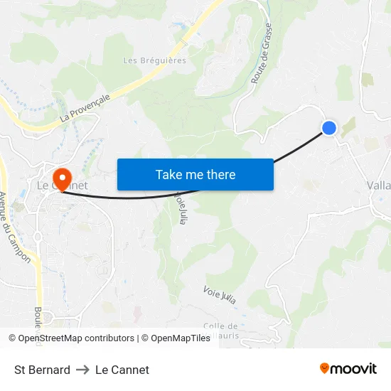 St Bernard to Le Cannet map