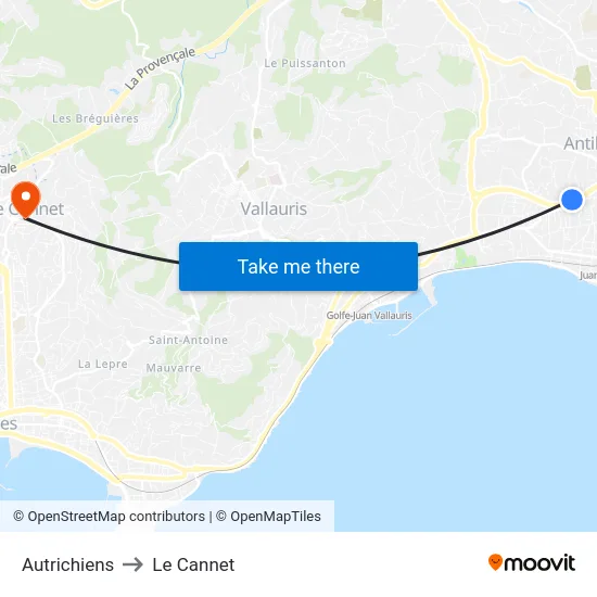 Autrichiens to Le Cannet map
