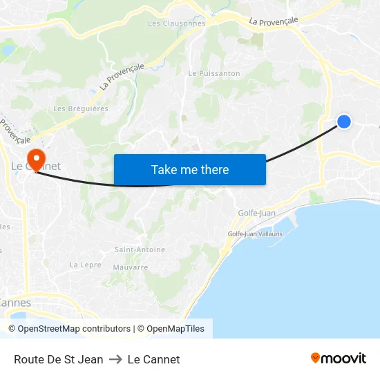 Route De St Jean to Le Cannet map