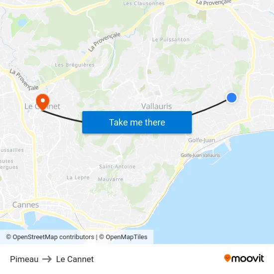 Pimeau to Le Cannet map