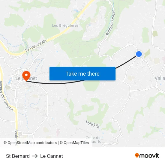 St Bernard to Le Cannet map