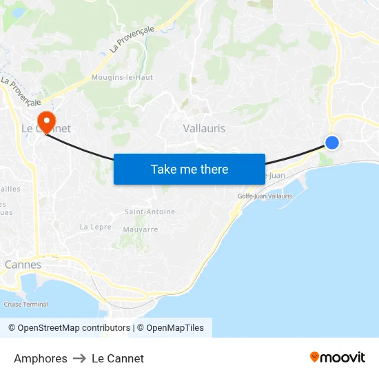 Amphores to Le Cannet map
