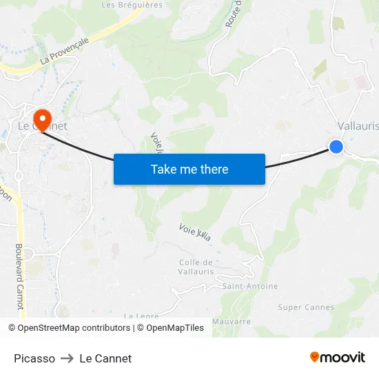 Picasso to Le Cannet map