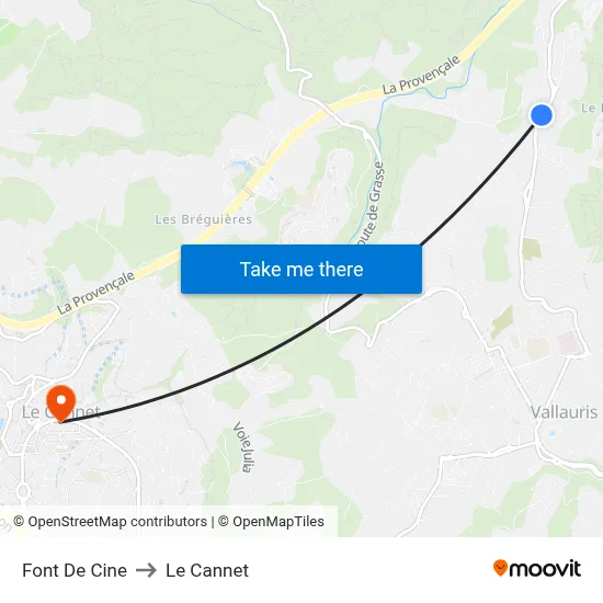 Font De Cine to Le Cannet map