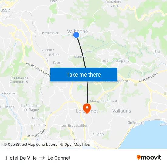 Hotel De Ville to Le Cannet map